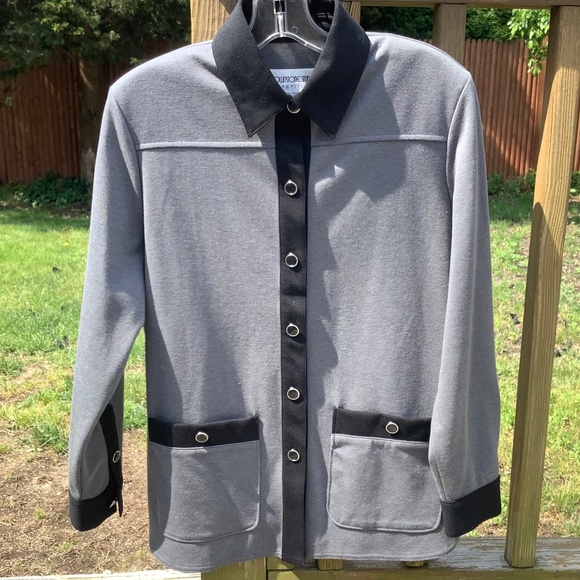 Ladies Brownstone Studio Gray with Black Trim Cardigan - Picture 3 of 7